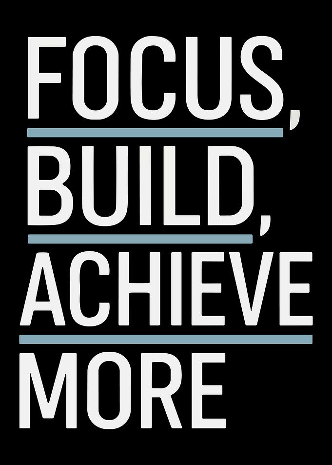 Focus Build Achieve More Minimalist Motivational Typography Wall Art Poster