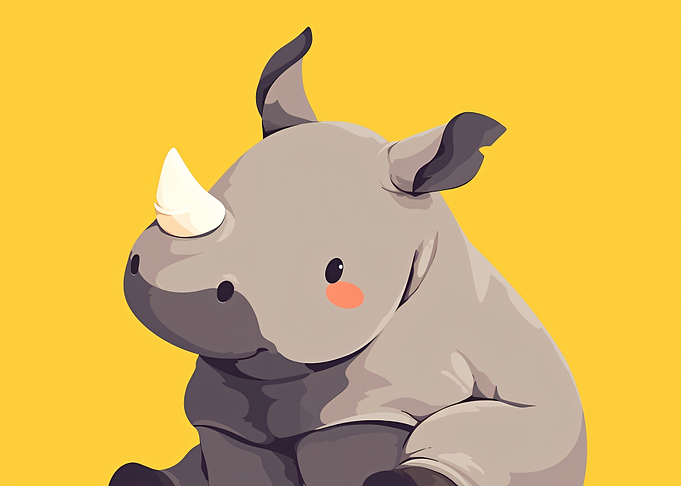 Cute Cartoon Rhino Illustration