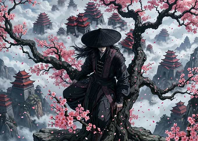 Samurai in Cherry Blossoms