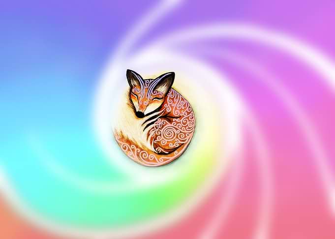 Sleeping Fox with Swirling Background