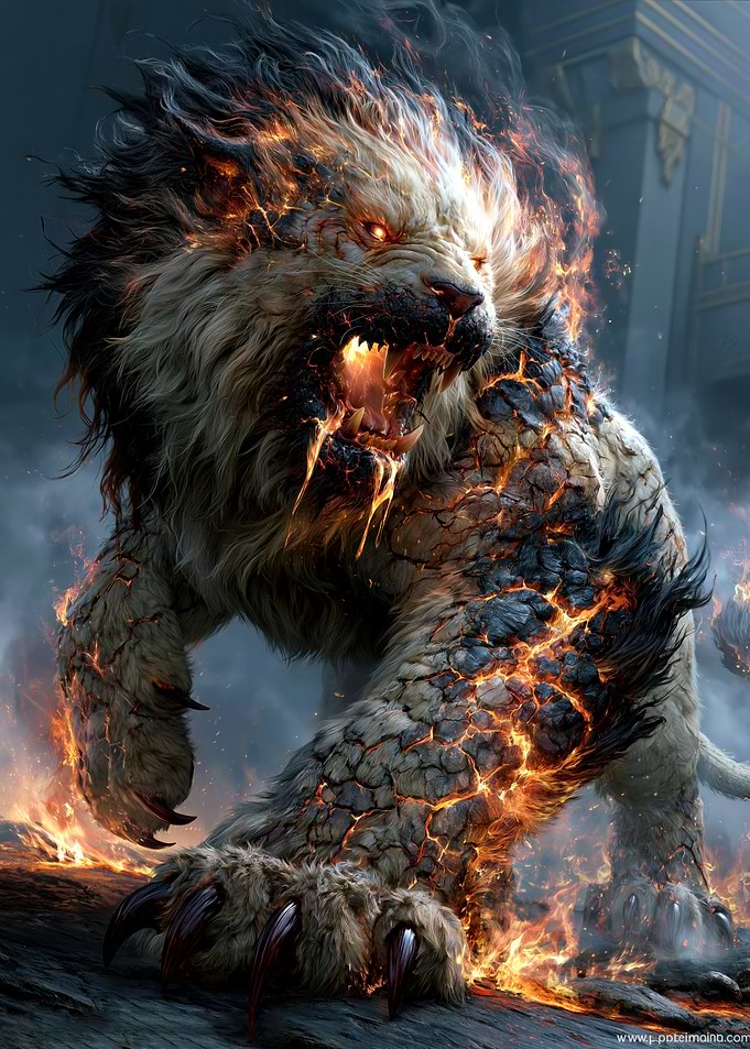 Mythological Lava Lion Demi-God