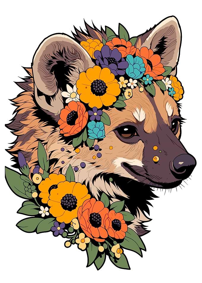 Hyena with Flower Crown