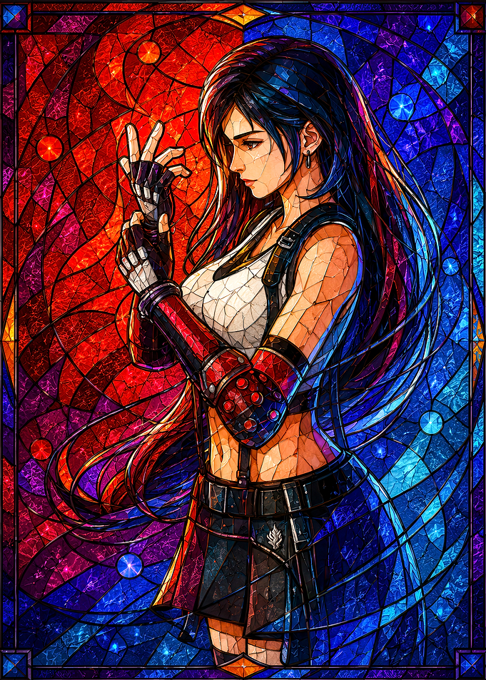 Tifa Lockhart Stained Glass Art