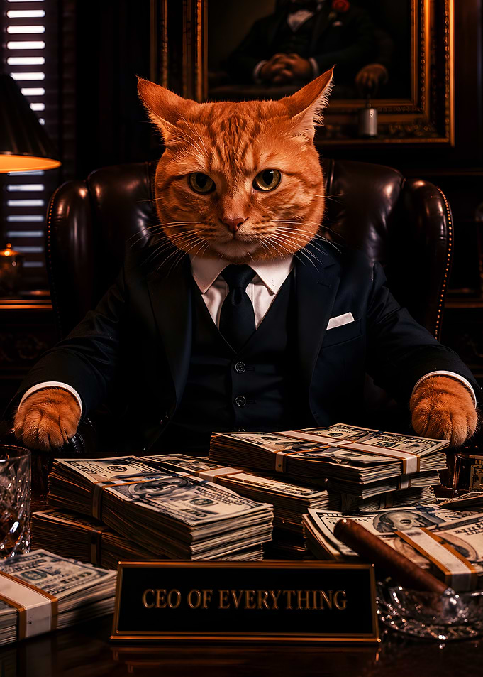 Funny CEO Cat with Money