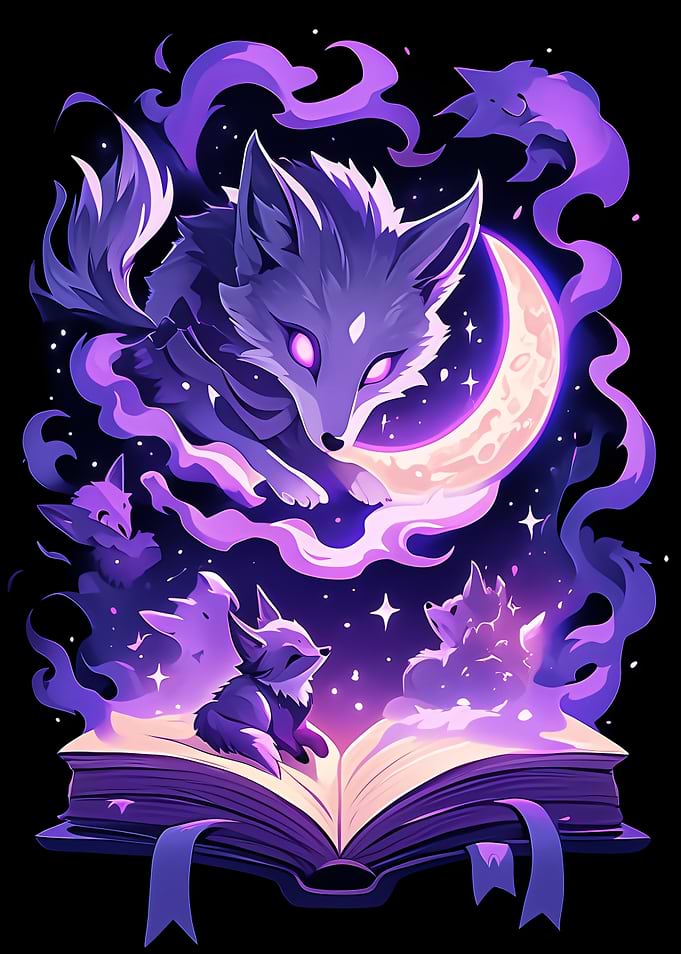 Magical Fox Spirits and the Moon