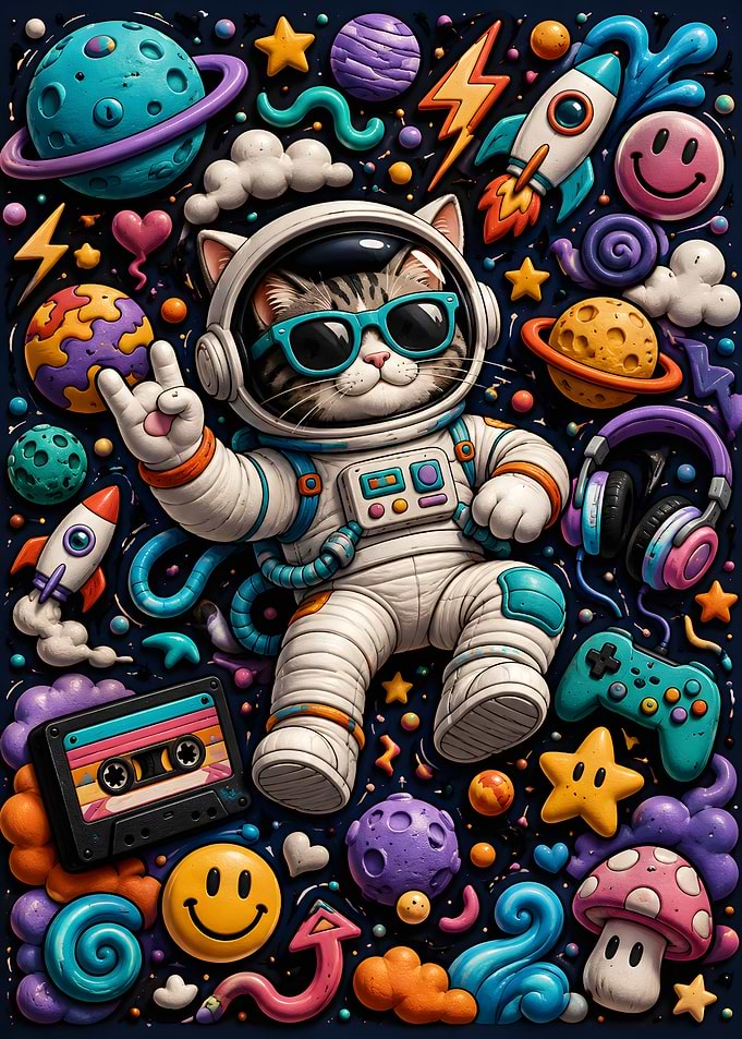 Astronaut Cat in Space