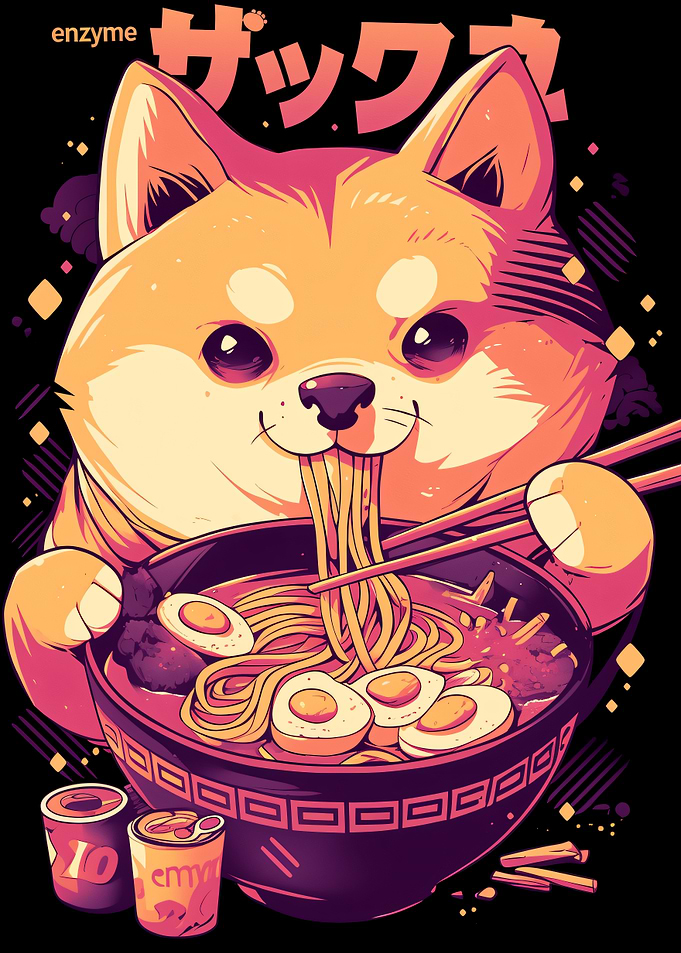 Shiba Inu Eating Ramen