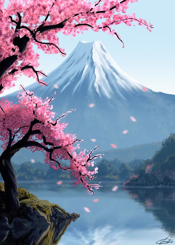 Mount Fuji with Cherry Blossoms