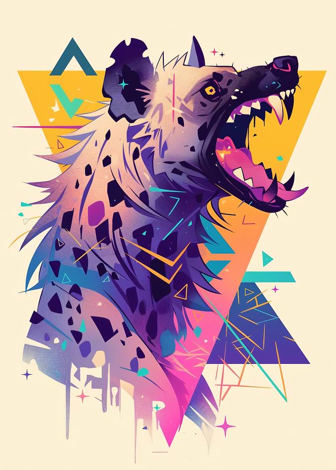 Aggressive Hyena with Geometric Patterns