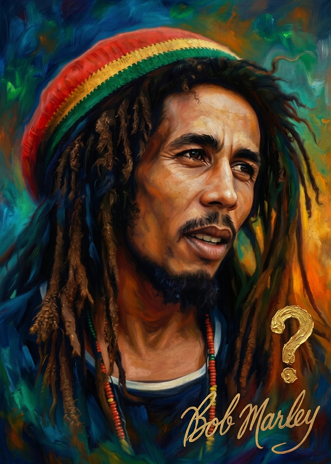 Bob Marley Portrait with Question Mark
