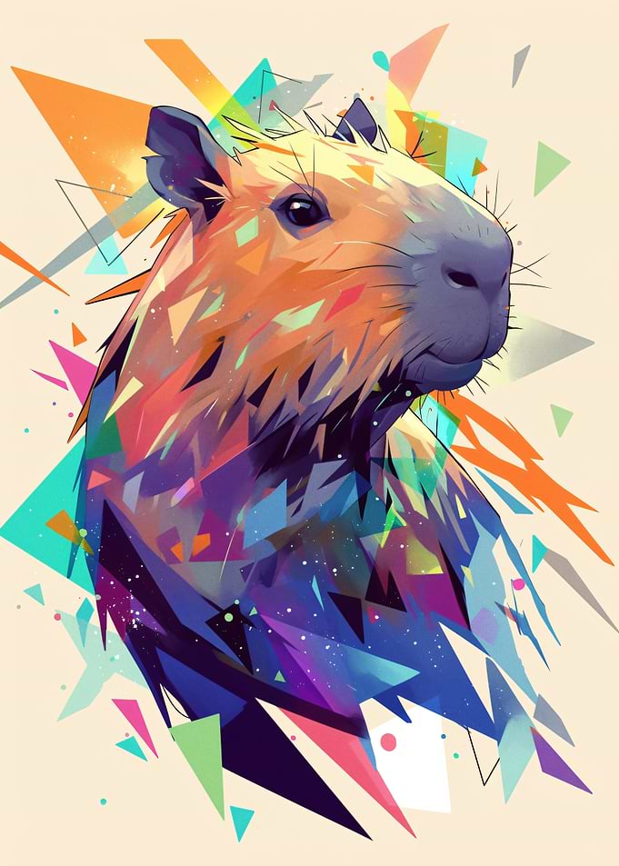 Geometric Capybara Portrait