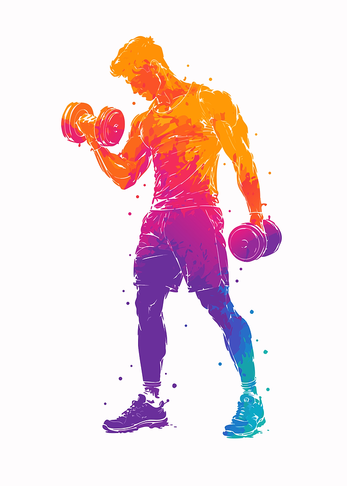 Man In Gym With Watercolor Effect
