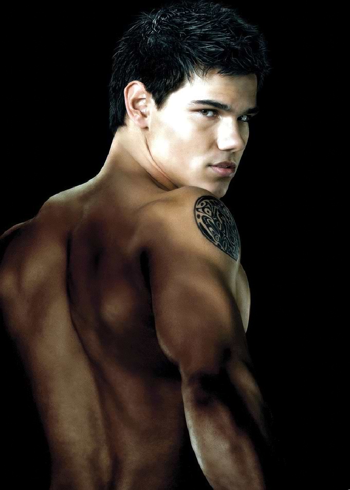 Shirtless Taylor Lautner with Tribal Tattoo