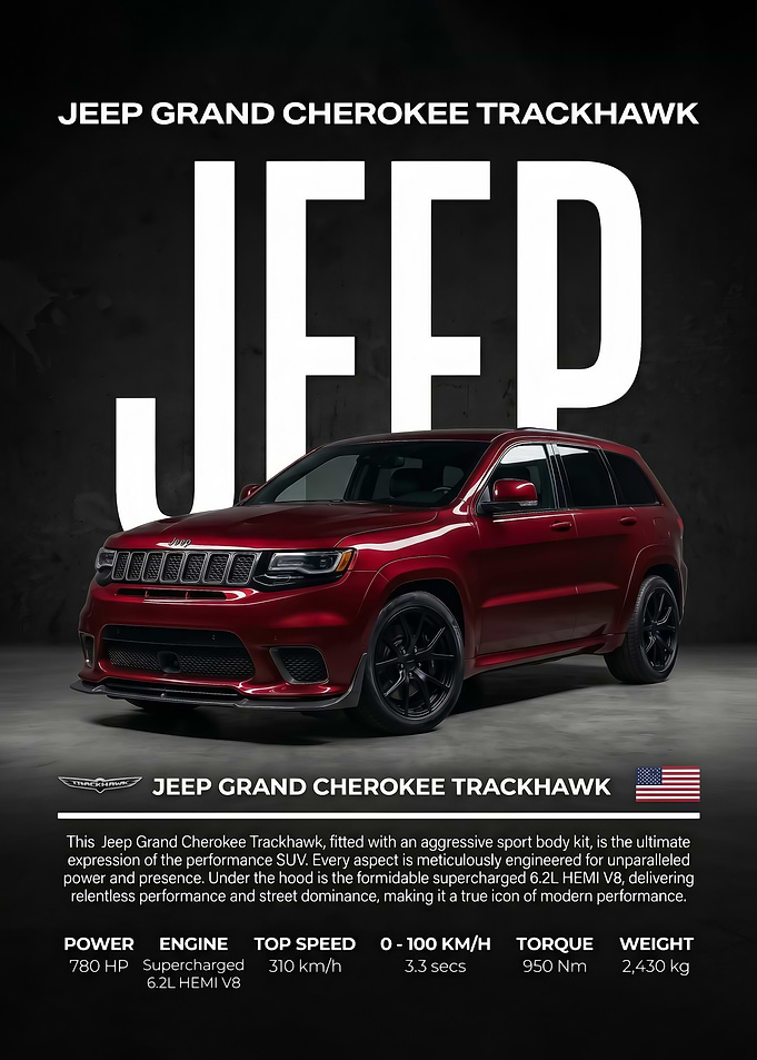 sleek Jeep Grand Cherokee car Poster