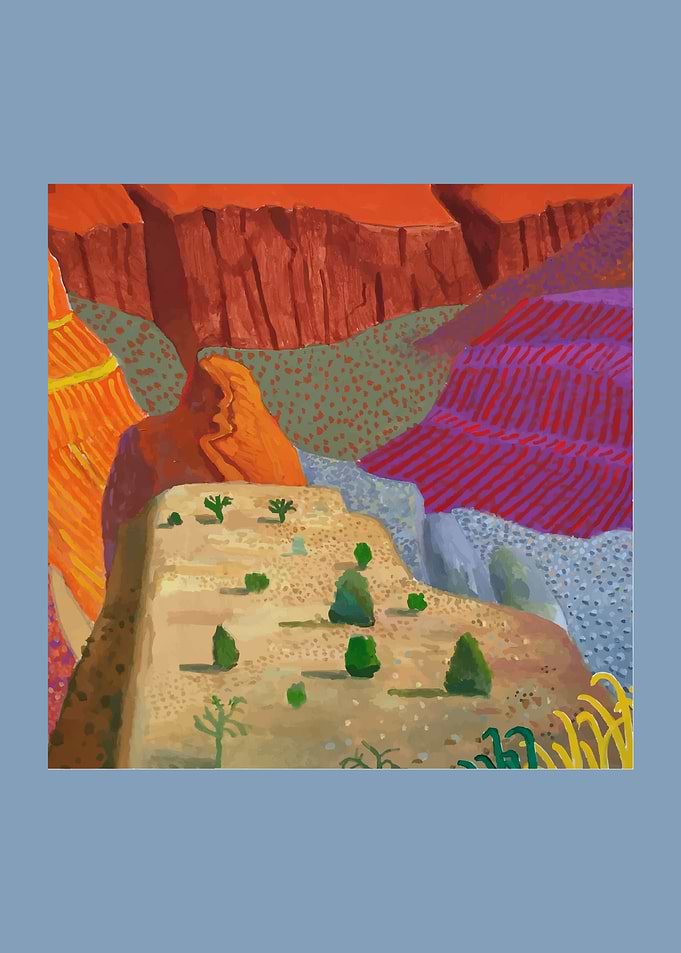 Vibrant Canyon Landscape Painting by: David Hockney