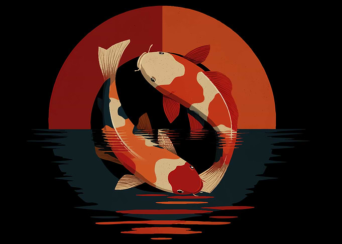 Koi Fish Yin Yang Sunset