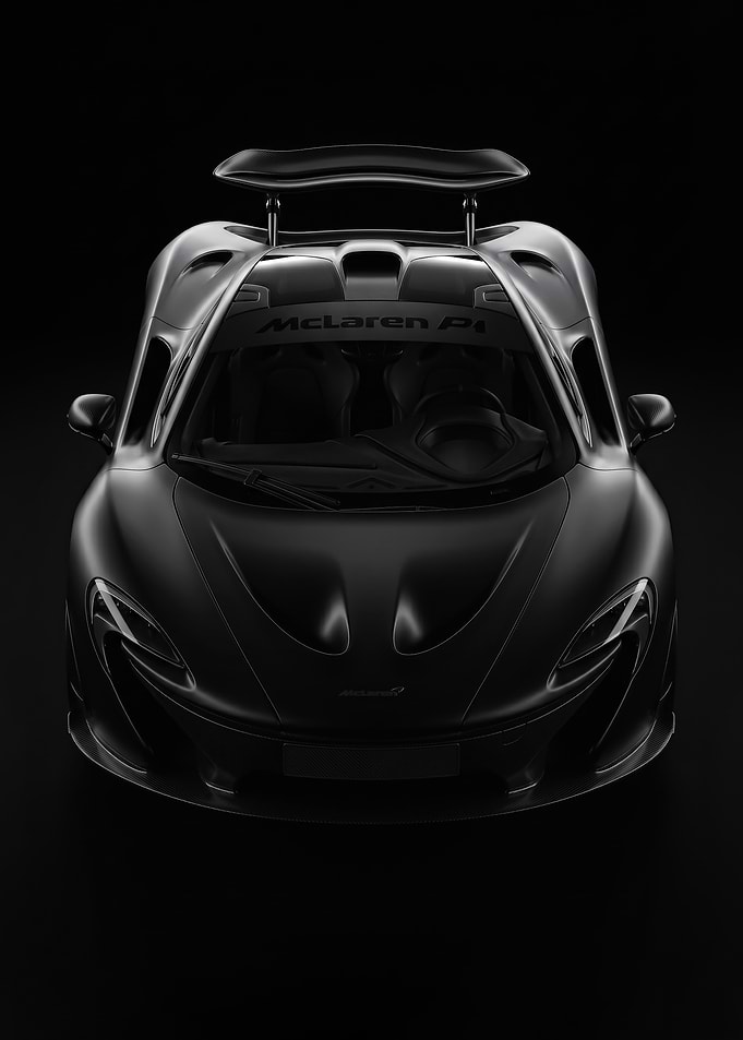 sleek Matte Black McLaren P1 Front View