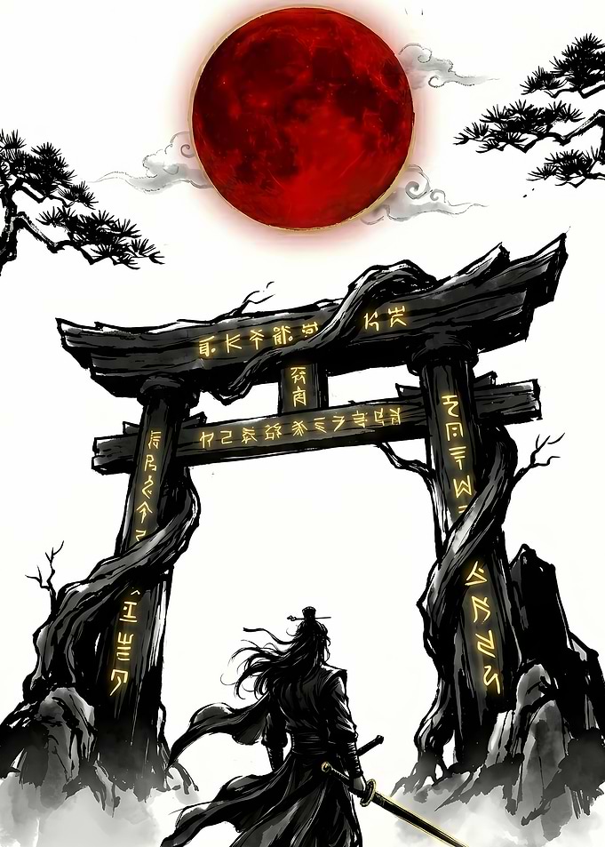 Samurai Under a Blood Moon