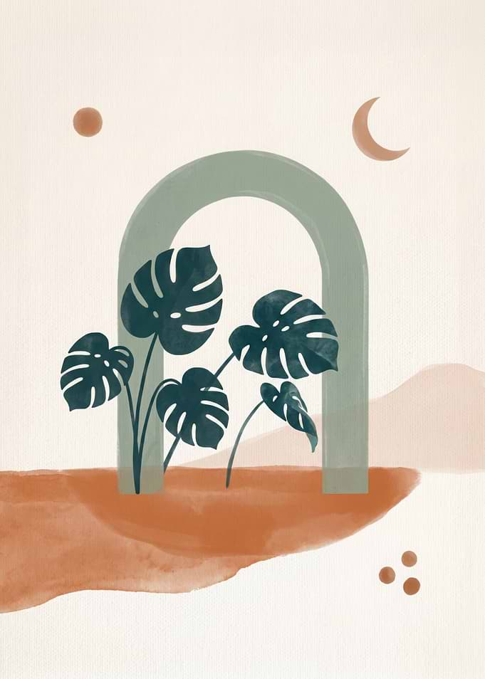Boho Archway with Monstera Plants