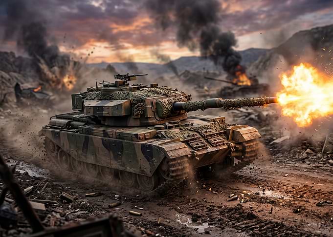 Tank Firing in Combat