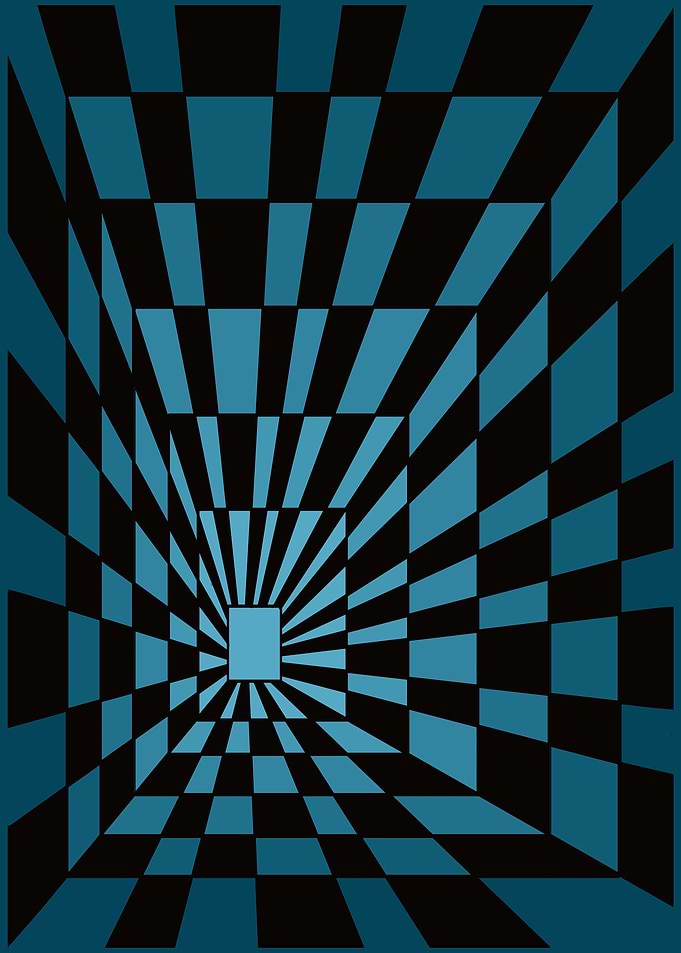 Optical Illusion Chessboard Tunnel