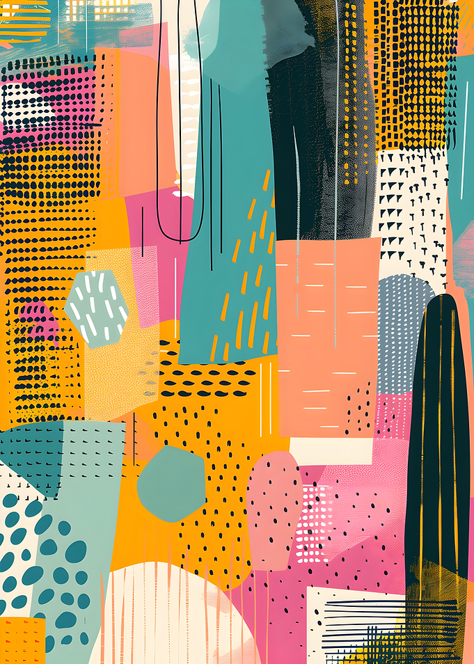 Abstract Geometric Collage with Vibrant Colors