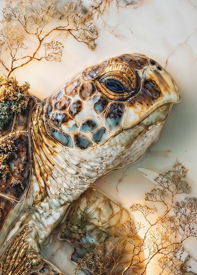 Marble Sea Turtle with Gold