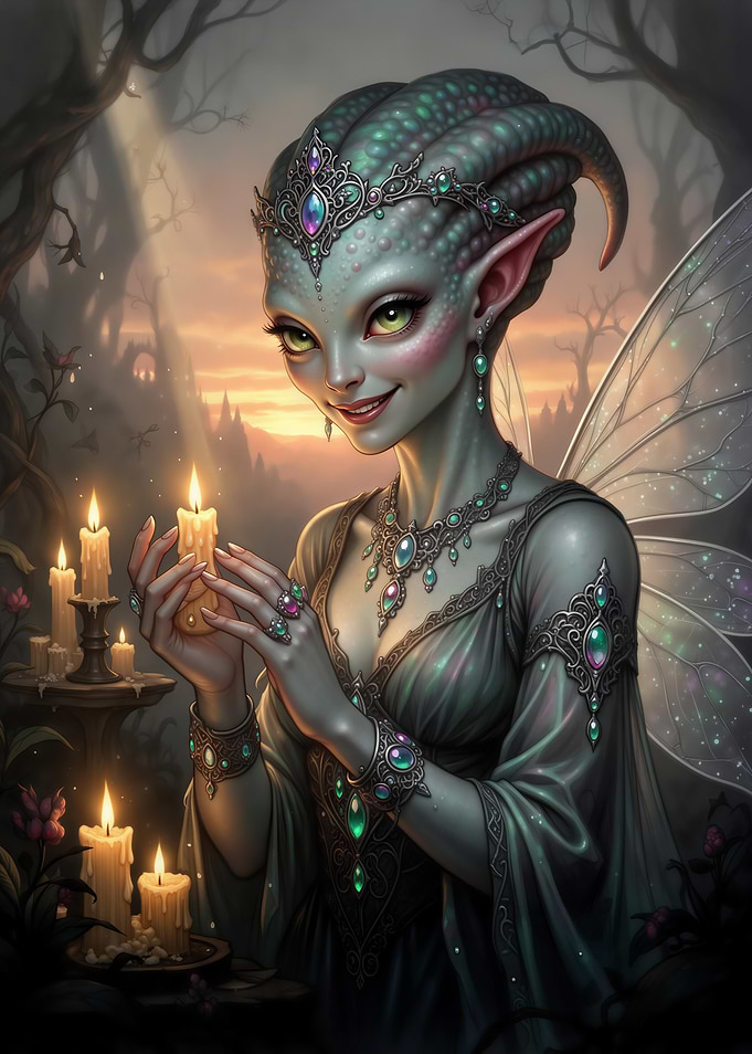Alien Fairy holding a disclosure candle