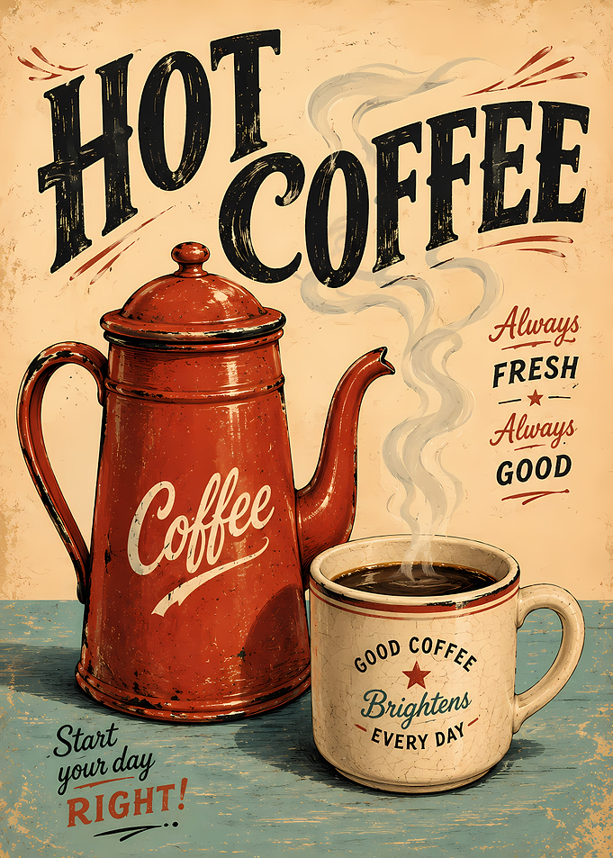 Vintage Hot Coffee Poster