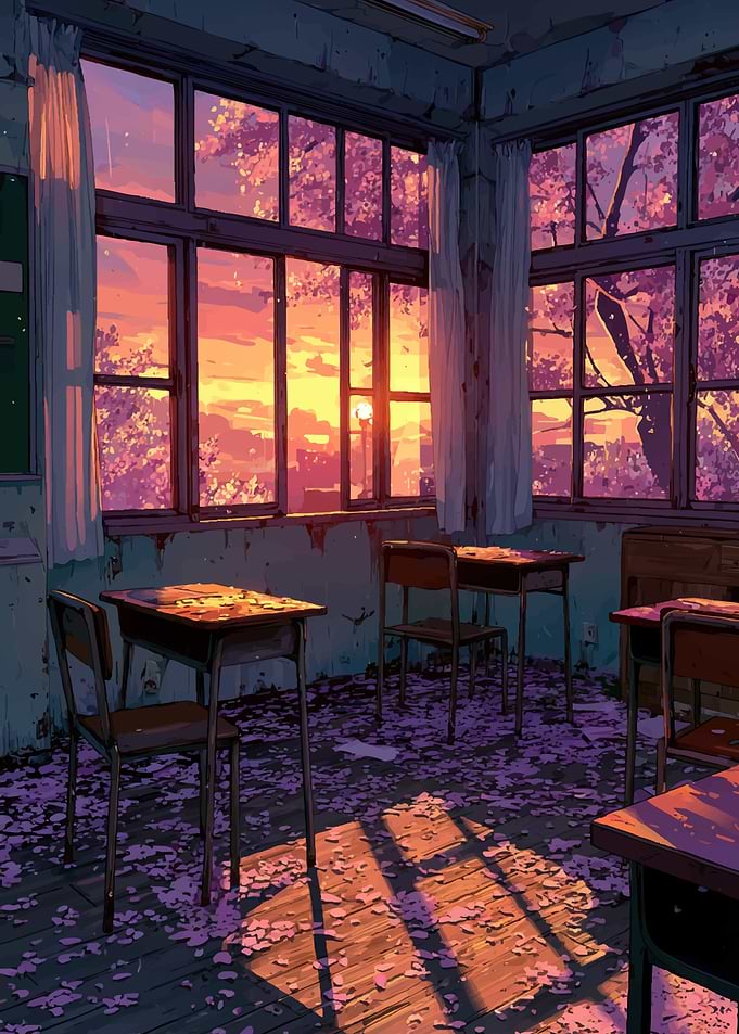 Anime Classroom Sunset