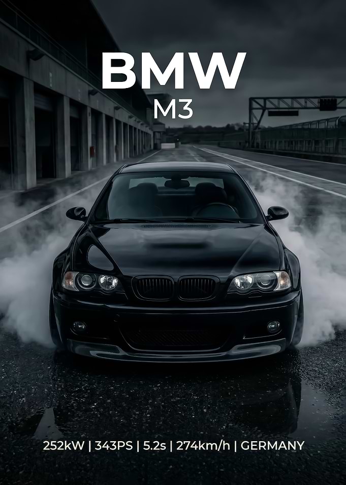 sleek black BMW e46 Drifting on Racetrack
