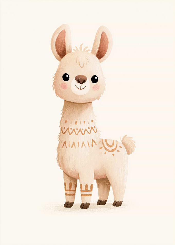 Cute Boho Cartoon Llama | Gender Neutral Nursery