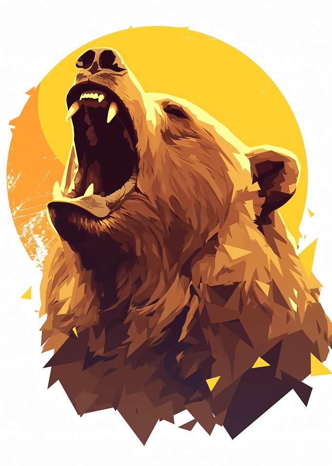 Roaring Bear with Yellow Sun