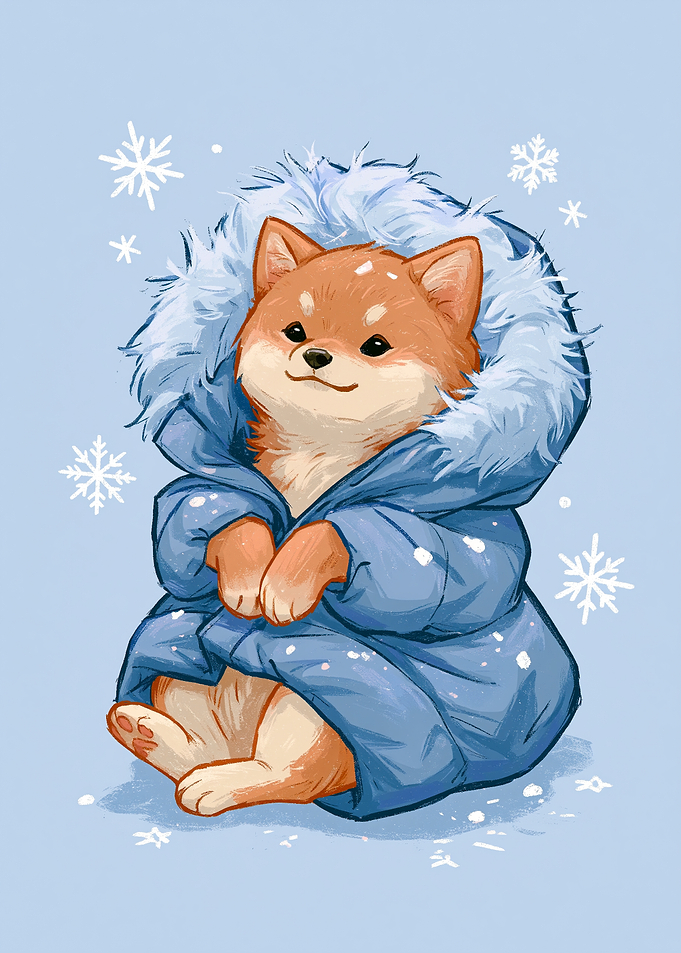 Shiba Inu in a Winter Coat