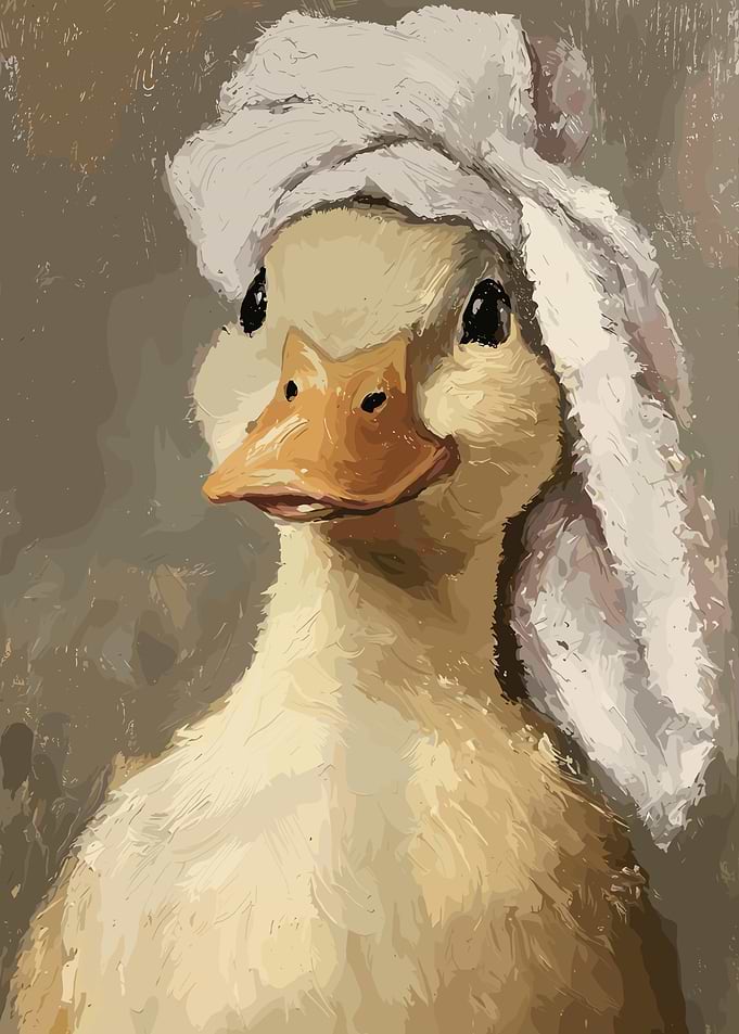Cute Duckling with Towel on Head