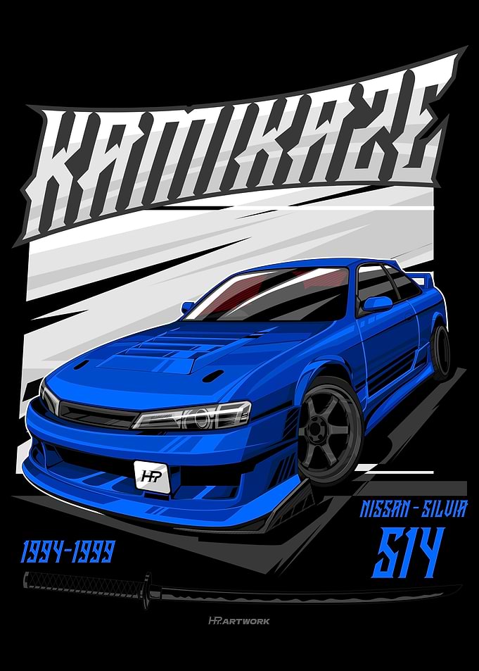 Blue Nissan Silvia S14 Drift Car