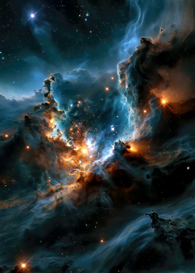 Vibrant Cosmic Nebula with Stars