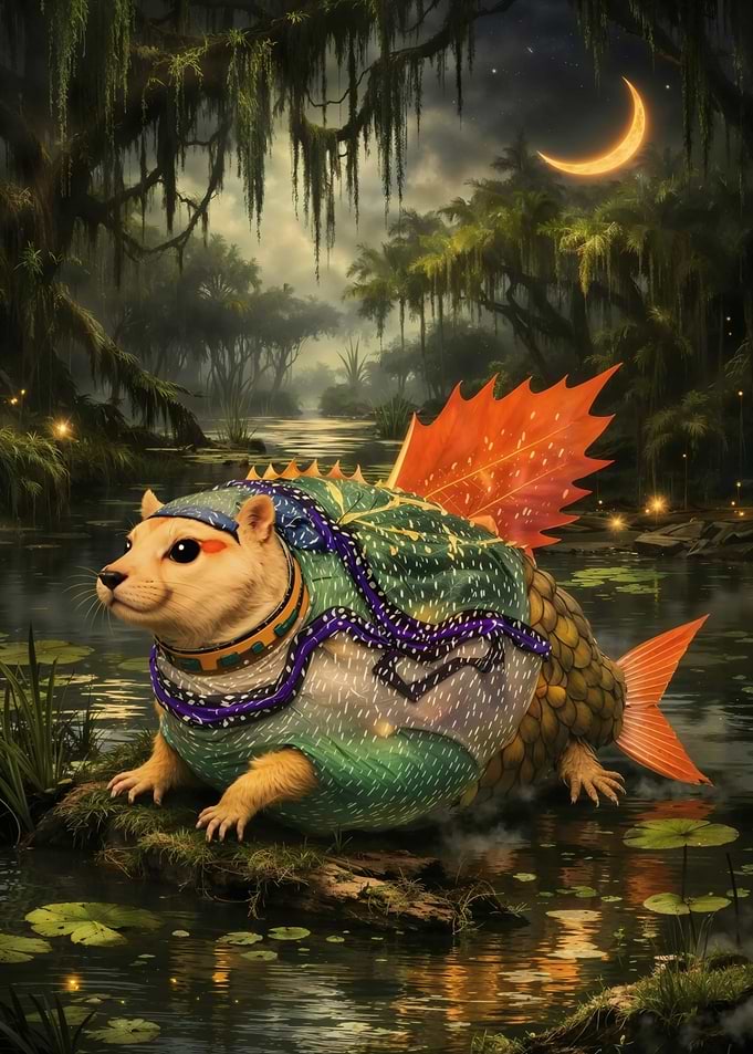 Moonlit Swamp Guardian – Abstract Fantasy #145