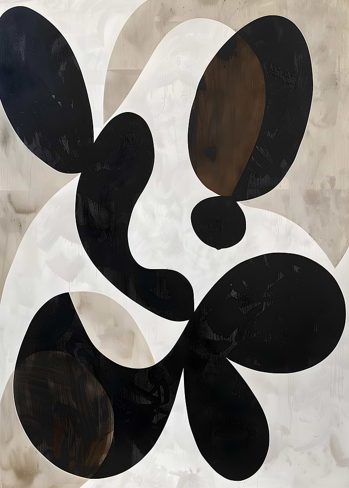 Abstract Black and White Organic Shapes