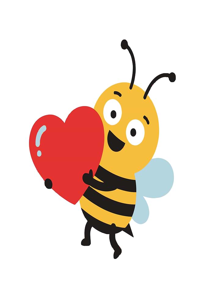 Cute Bee Holding A Heart