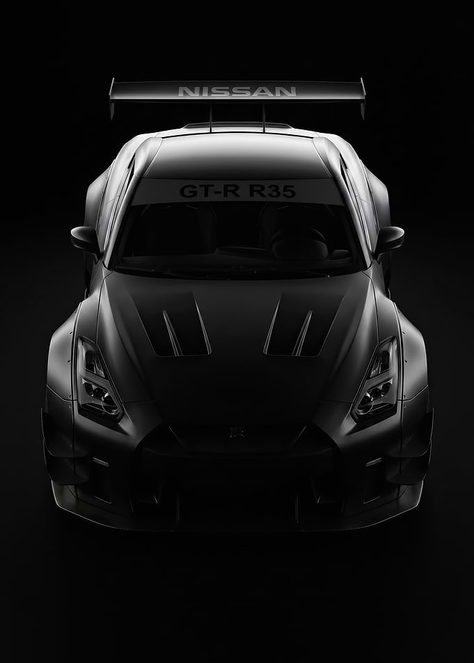 sleek black Nissan GTR R35 Sports Car