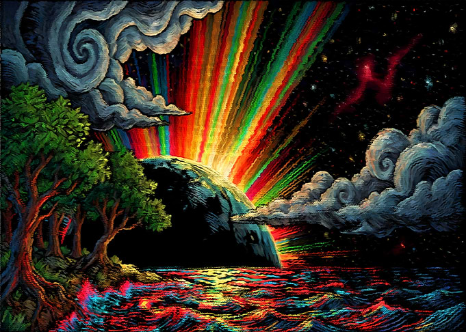 Cosmic Sunrise Over Water