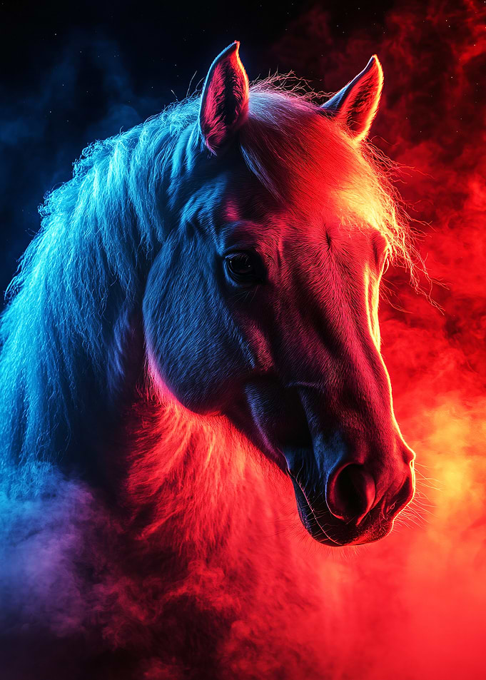 Horse in Dramatic Lighting