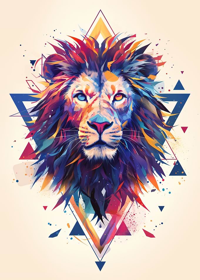 Geometric Lion Head Art