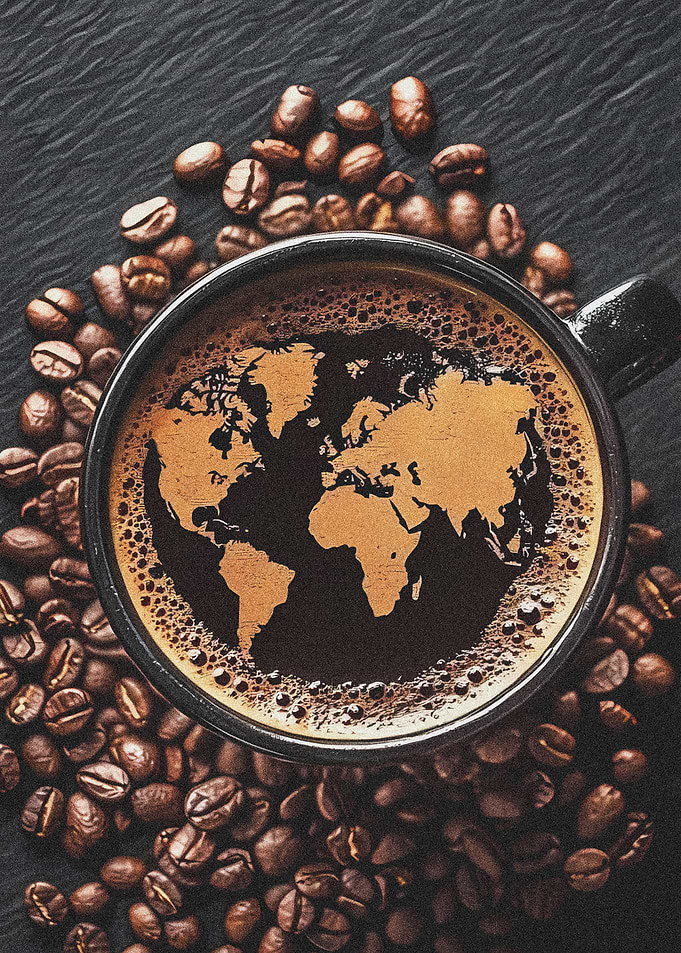 World Map Coffee Art