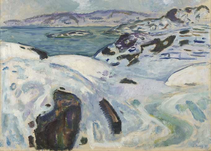 Winter Landscape with Snow and Water
