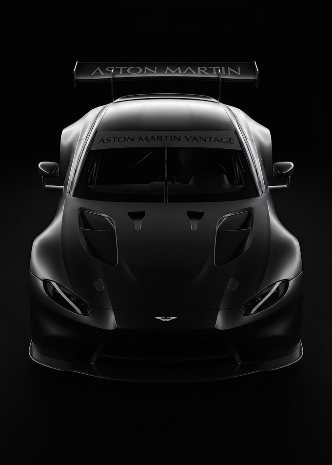 sleek black Martin Vantage Race Car poster