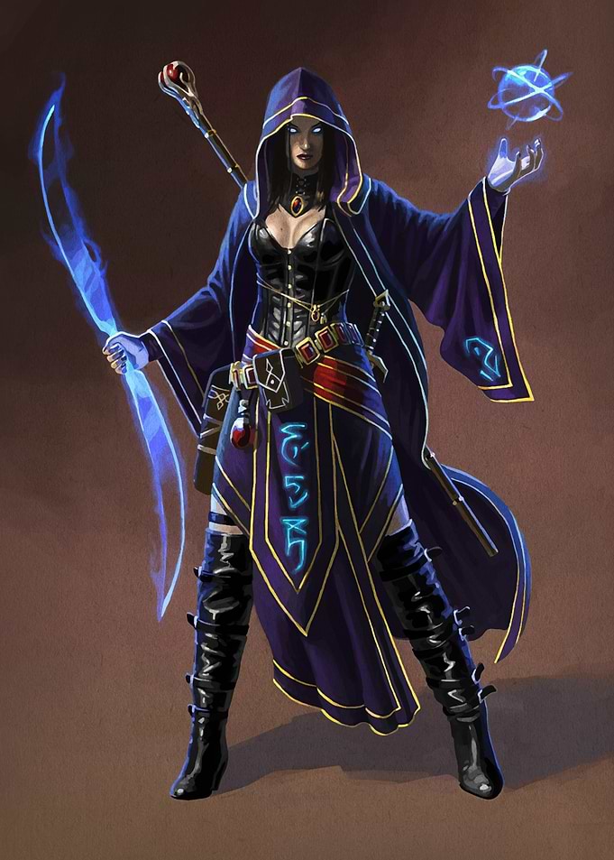 Mysterious Sorceress Casting Magic