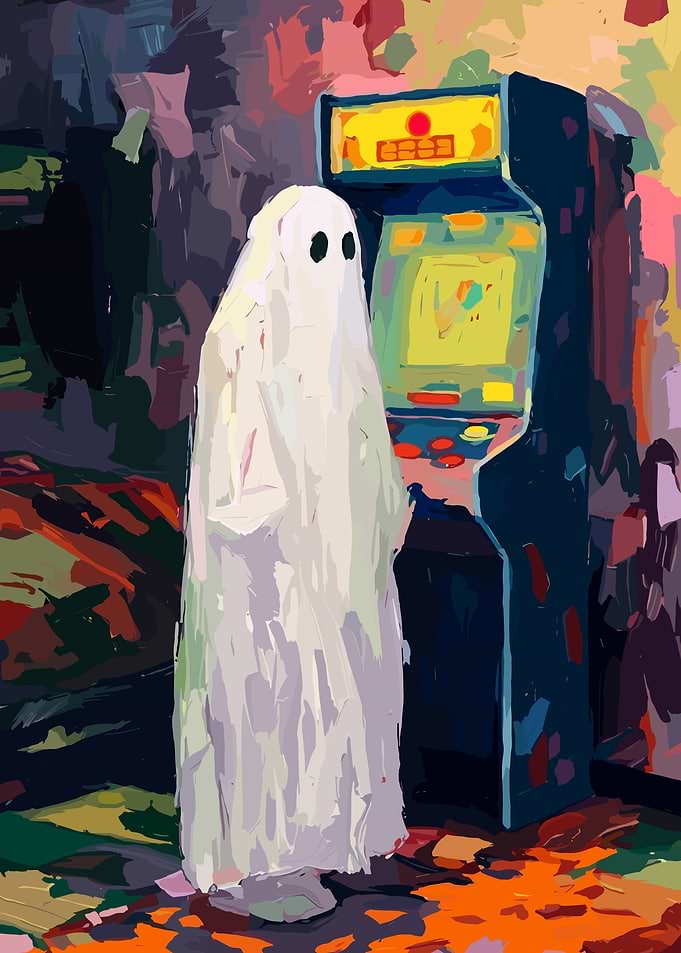 Ghost Playing Arcade Game