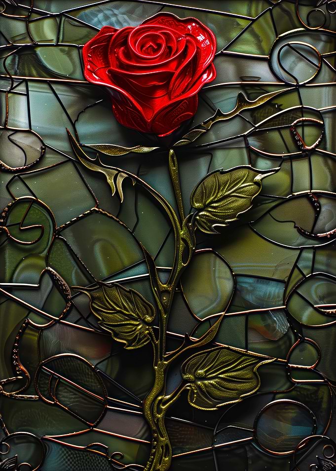 Red Rose Stained Glass